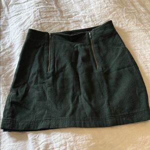 Madewell Dark Green Mini Skirt with Dual Front Zippers - Size 0